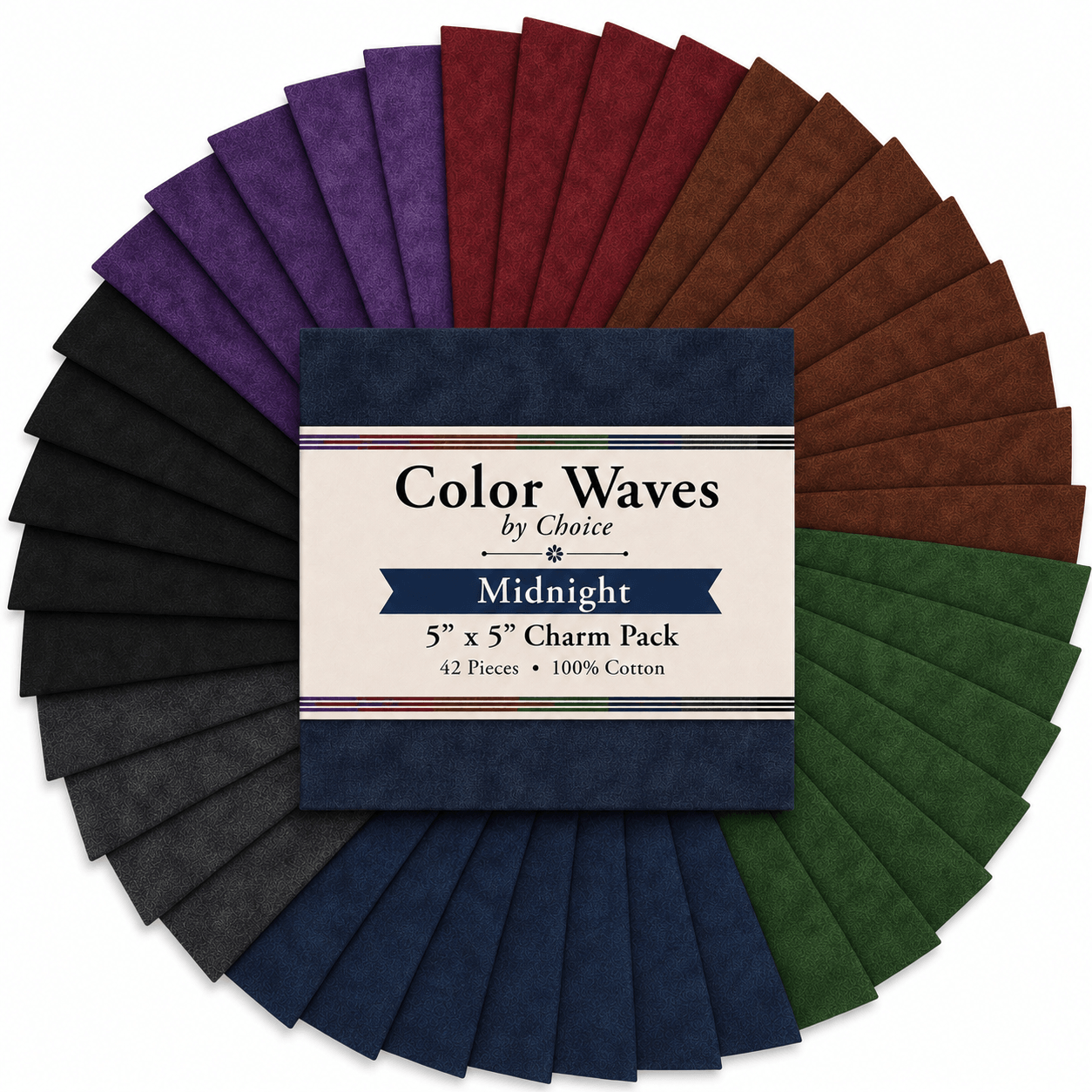 Color Waves Midnight 5"x5" Charm Pack - 42 Squares