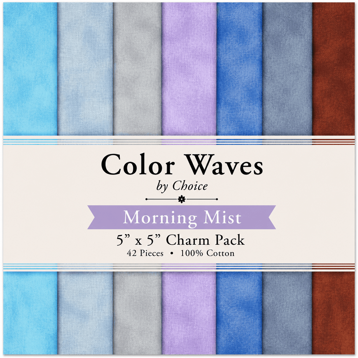 Color Waves Morning Mist 5"x 5" Charm Pack - 42 Squares