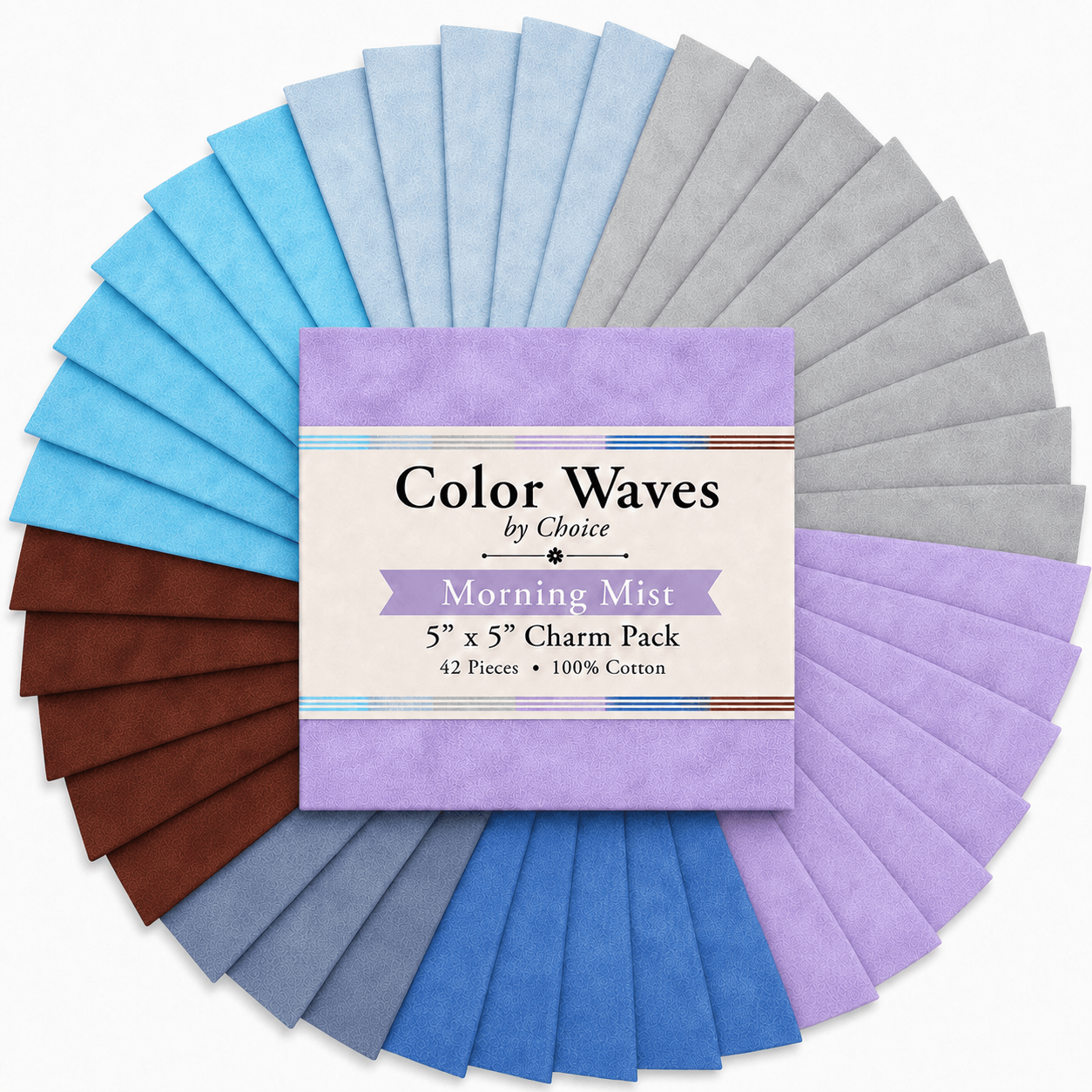 Color Waves Morning Mist 5"x 5" Charm Pack - 42 Squares