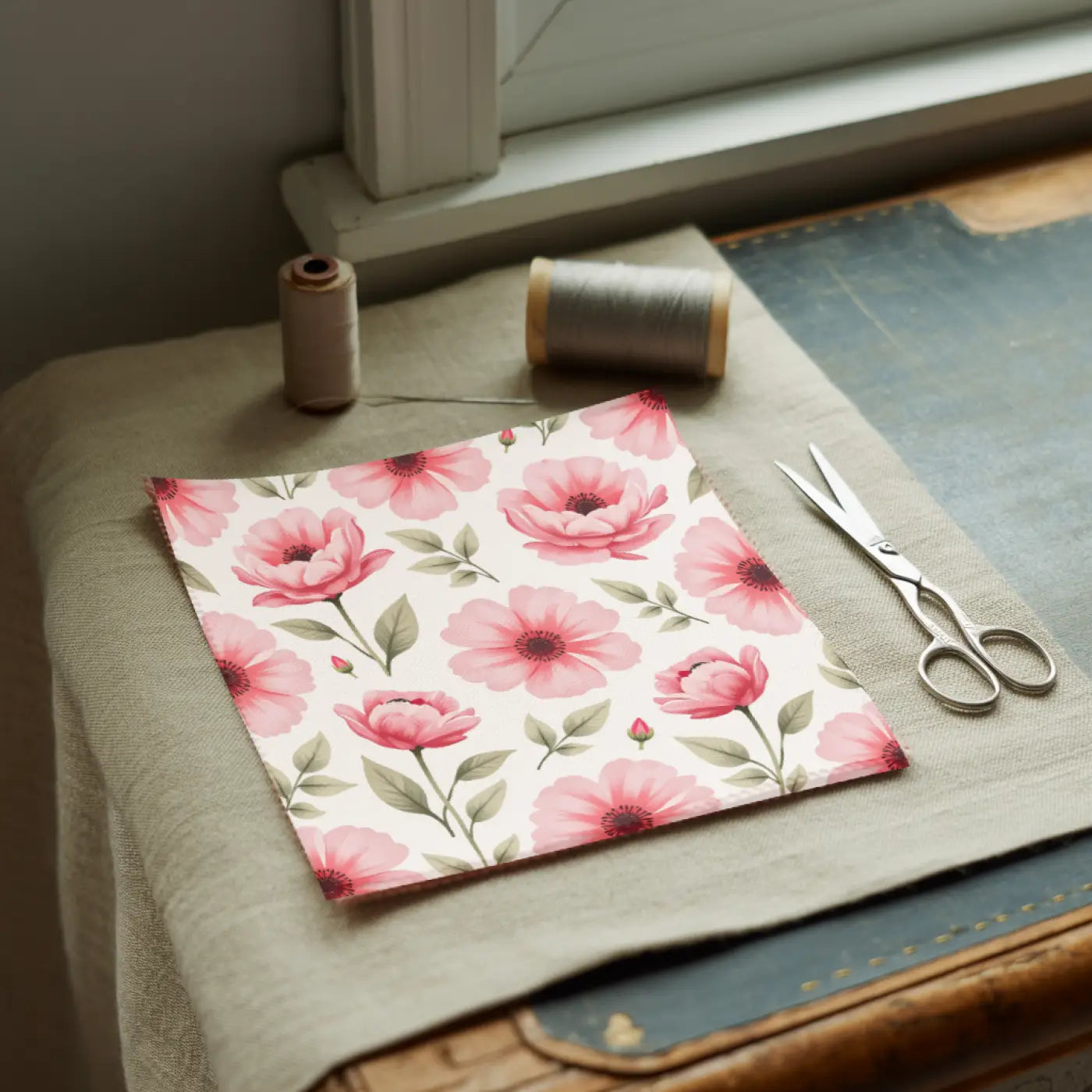 DipaliZ Pink Floral Patterned Fabric Prima Cotton Sewing